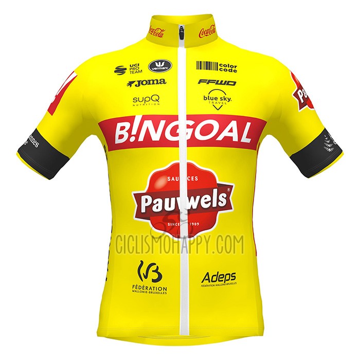 Bingoal WB Cycling Jersey Bib Short 2022 Men Short Sleeve Yellow